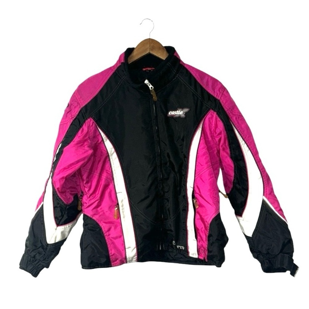Castle X Racewear Snowmobile Jacket Women Medium Black Pink White Winter Coat